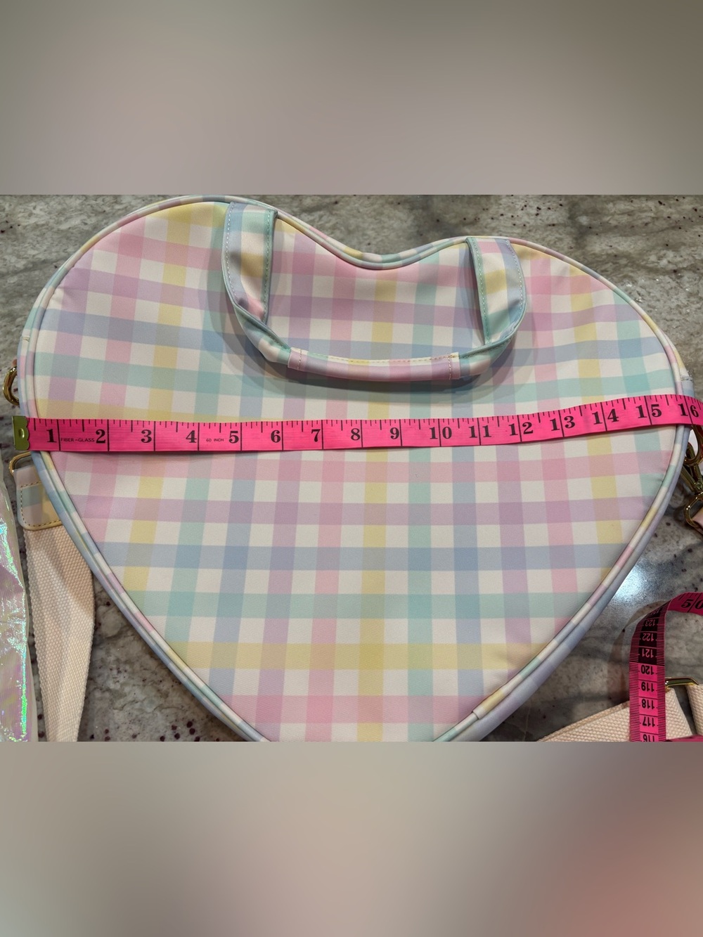 Rainbow Gingham Heart Tote- New w Tags - unpatched - Stoney Clover Lane - Picture 7 of 8